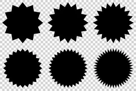 Black jagged round sticker backing design set, perfect for discount designs Stock Illustration