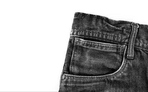 Black jeans texture background. The texture of the colored cotton fabric. Stock Photos