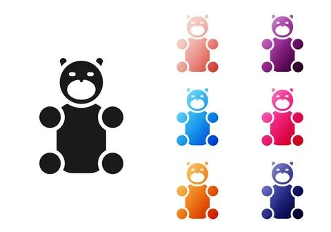 Black Jelly bear candy icon isolated on white background. Set icons colorful Stock Illustration