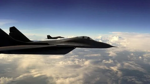 Black jets fly in the sky Stock Footage 79337466