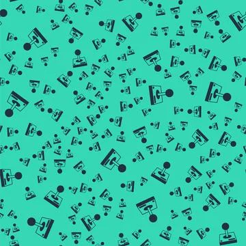 Black Joystick for arcade machine icon isolated seamless pattern on green Stock Illustration