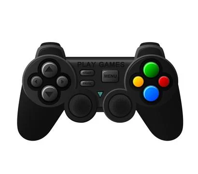Black Joystick with Different Buttons, Vector Illustration Illustrazione stock