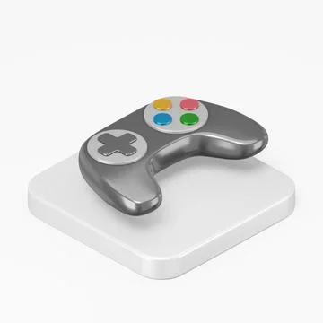 Black joystick icon. 3d rendering square button key isometric view, interface Stock Illustration