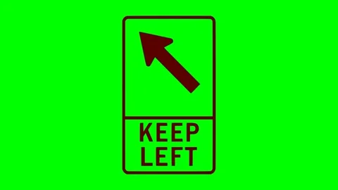 Black keep left traffic sign red flash animation Vídeos de archivo 345517748