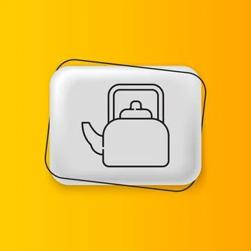 Black Kettle with handle icon isolated on yellow background. Teapot icon. S.. Stock Illustration