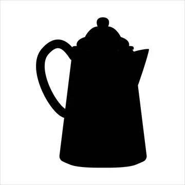 Black kettle kitchen isolated on white in vector Stock Illustration