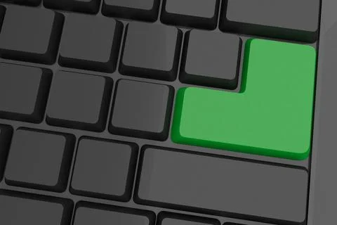 Black keyboard with green key Stock Illustration