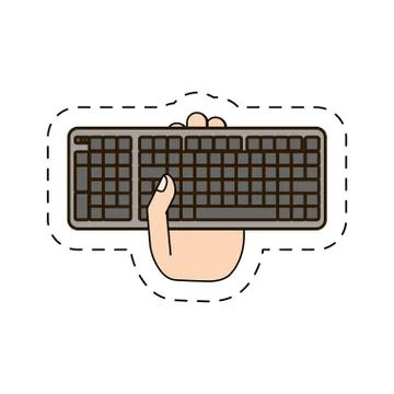 Black keyboard in the hand icon image Illustrazione stock