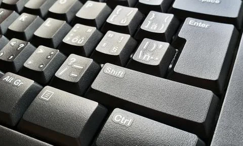Black keyboard keys closeup Stock Photos