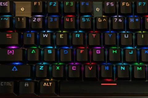 Black keyboard with multi-colored backlight Stock Photos