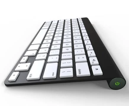 Black keyboard - side view, on white background, ideal for digital and print Stock Illustration