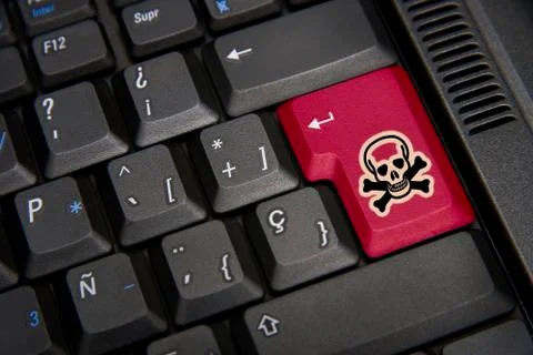 Black keyboard with skull Stock Photos