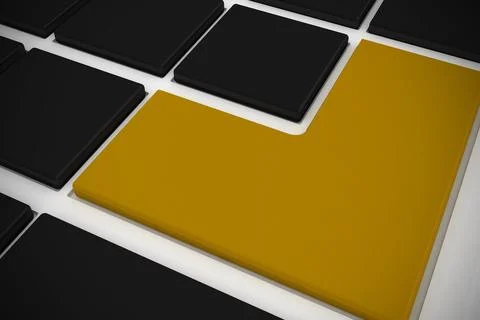 Black keyboard with yellow key Illustrazione stock