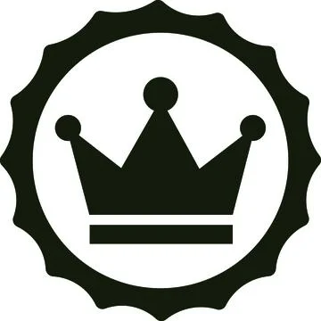 Black King Crown Badge Icon with Scalloped Edge Circle for Premium Quality L Stock Illustration