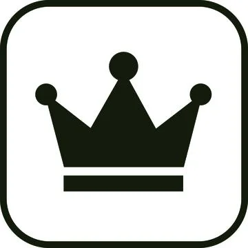 Black King Crown Icon on Rounded Square Border for Royal Luxury Premium Bran Stock Illustration