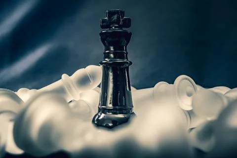 Black king wins destroys the white onslaught in chess Stock Photos
