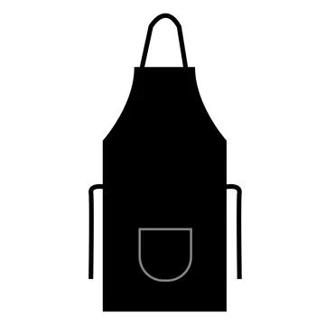 Black kitchen apron on white background. Chef uniform for cooking sign. Stock Illustration