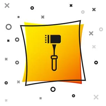 Black Kitchen hammer icon isolated on white background. Meat hammer. Yellow.. Stock Illustration