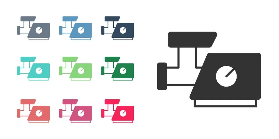 Black Kitchen meat grinder icon isolated on white background. Set icons colorful Stock Illustration