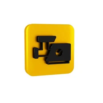 Black Kitchen meat grinder icon isolated on transparent background. Yellow .. Stock Illustration
