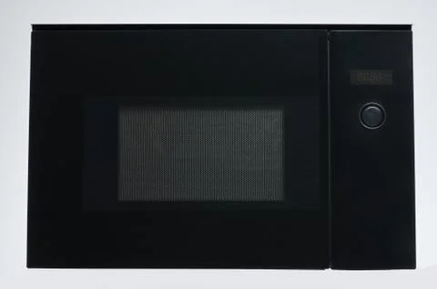 Black kitchen microwave Foto stock