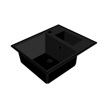 Black kitchen sink. Vector illustration on white background. Silhouette. Stock Illustration