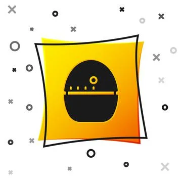 Black Kitchen timer icon isolated on white background. Egg timer. Cooking Illustrazione stock