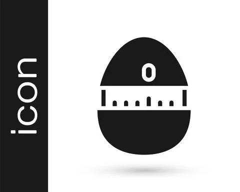 Black Kitchen timer icon isolated on white background. Cooking utensil. Vector Stock Illustration