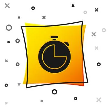 Black Kitchen timer icon isolated on white background. Cooking utensil. Yellow Stock Illustration