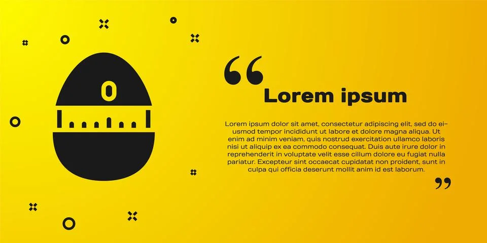 Black Kitchen timer icon isolated on yellow background. Cooking utensil. Vector Stock Illustration