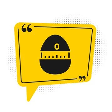 Black Kitchen timer icon isolated on white background. Cooking utensil. Yellow Stock Illustration