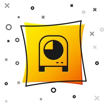 Black Kitchen timer icon isolated on white background. Cooking utensil. Yel.. Stock Illustration