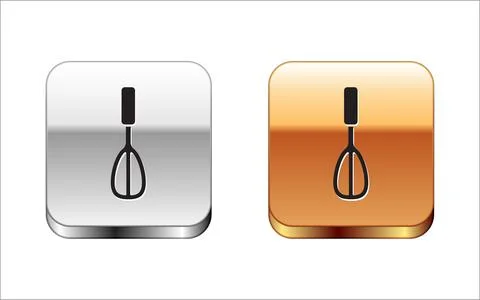 Black Kitchen whisk icon isolated on white background. Cooking utensil, egg.. Illustration