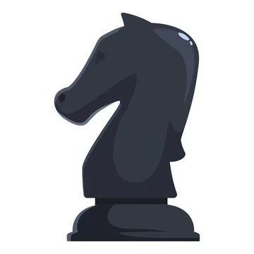 Black knight chess piece standing on white background Stock Illustration