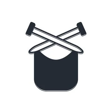 Black Knitting icon isolated on white background. Wool emblem with knitted .. Illustrazione stock