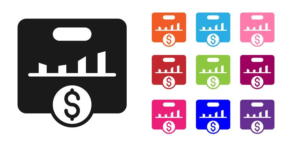Black KPI - Key performance indicator icon isolated on white background. Set  Stock Illustration