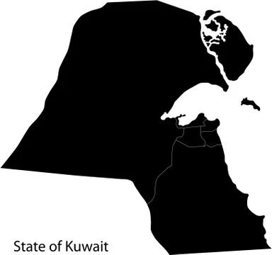 Black Kuwait map Stock Illustration