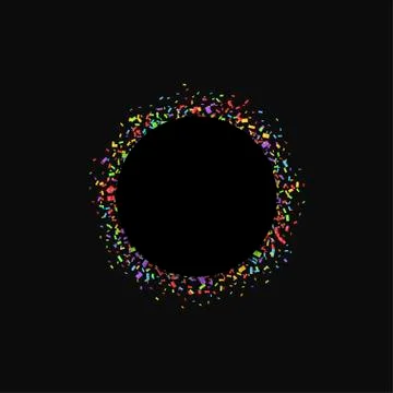 Black label with confetti Stock Illustration