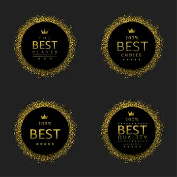 Black labels with confetti Stock Illustration