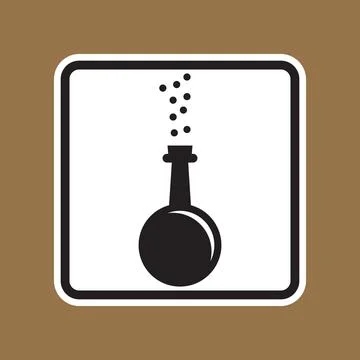 Black Laboratory Flask Icon with Bubbles for Science Illustration Stock Illustration