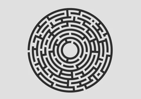 Black labyrinth logo on white background Stock Illustration
