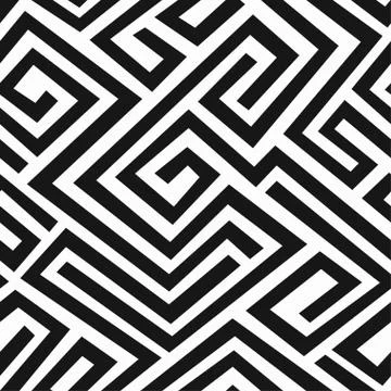 Black labyrinth seamless pattern 스톡 일러스트