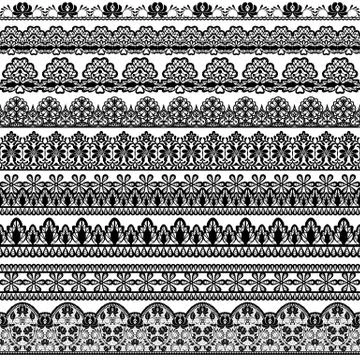 Black lace borders Stock Illustration