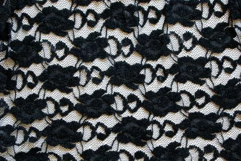 Black lace on white background - patterned fabric and fashion textile ornam.. Foto stock