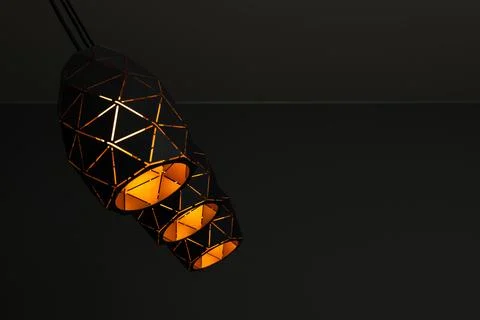 Black lamps with a geometric pattern Foto stock