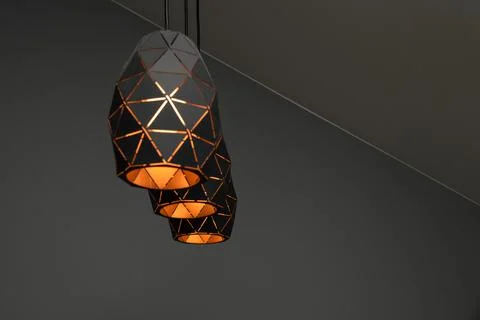 Black lamps with a geometric pattern Stock-Fotos