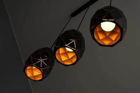 Black lamps with a geometric pattern Stock Photos