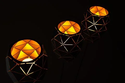 Black lamps with a geometric pattern Stock Photos