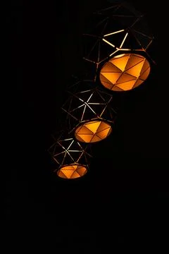 Black lamps with a geometric pattern Stock Photos