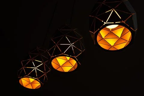 Black lamps with a geometric pattern Stock Photos